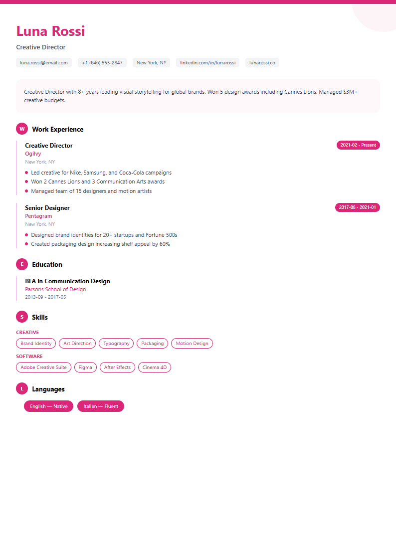 Creative template preview