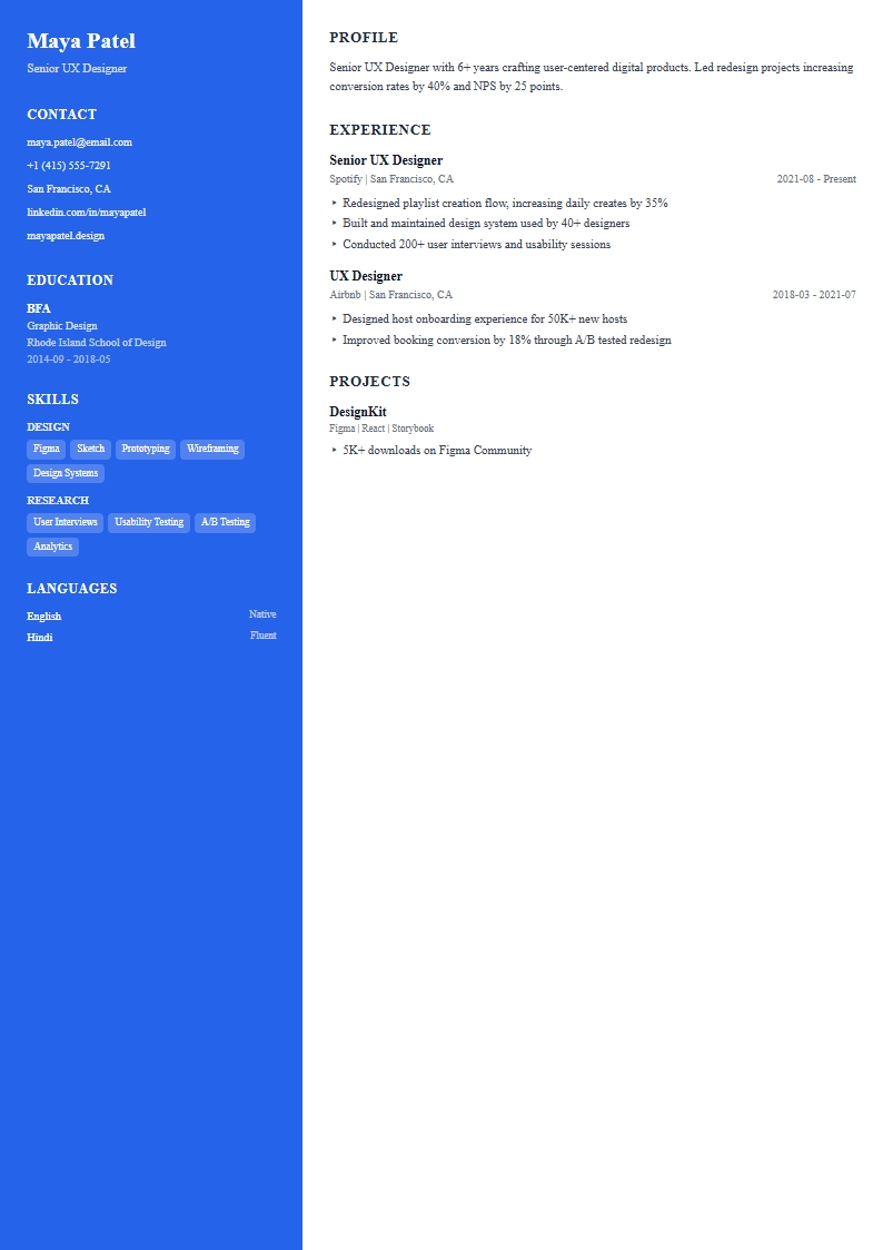 Modern template preview