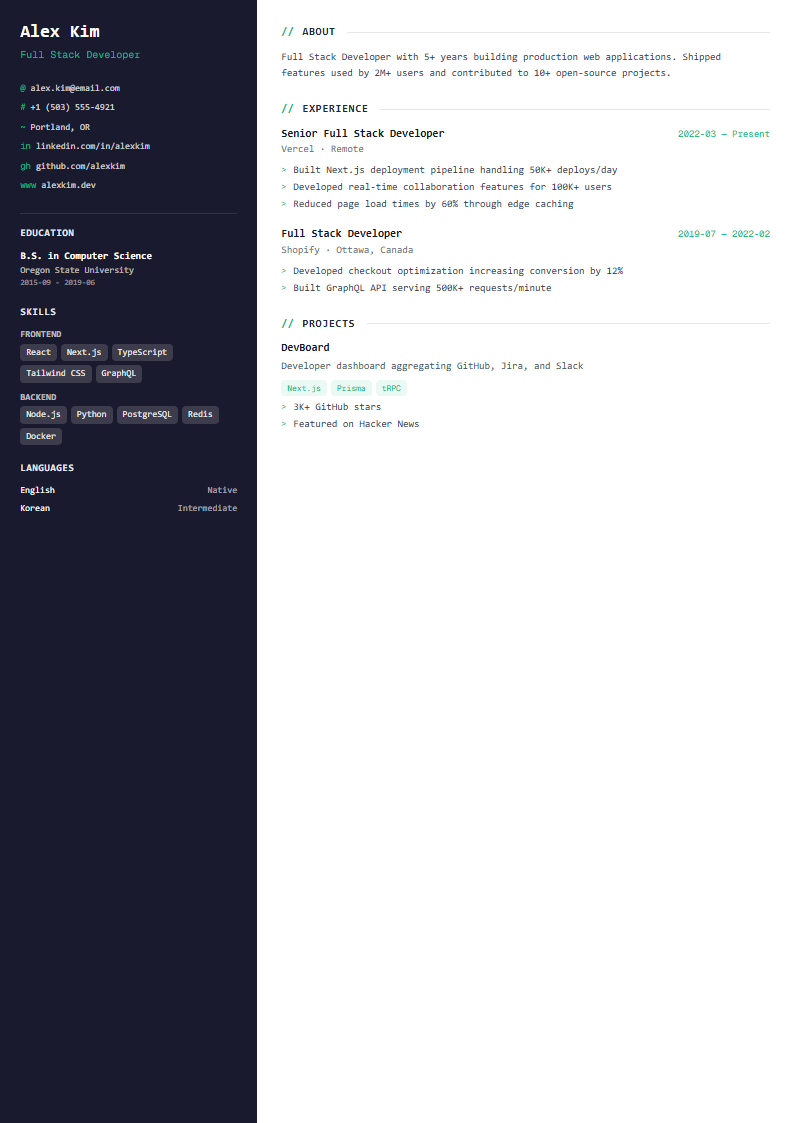 Tech template preview